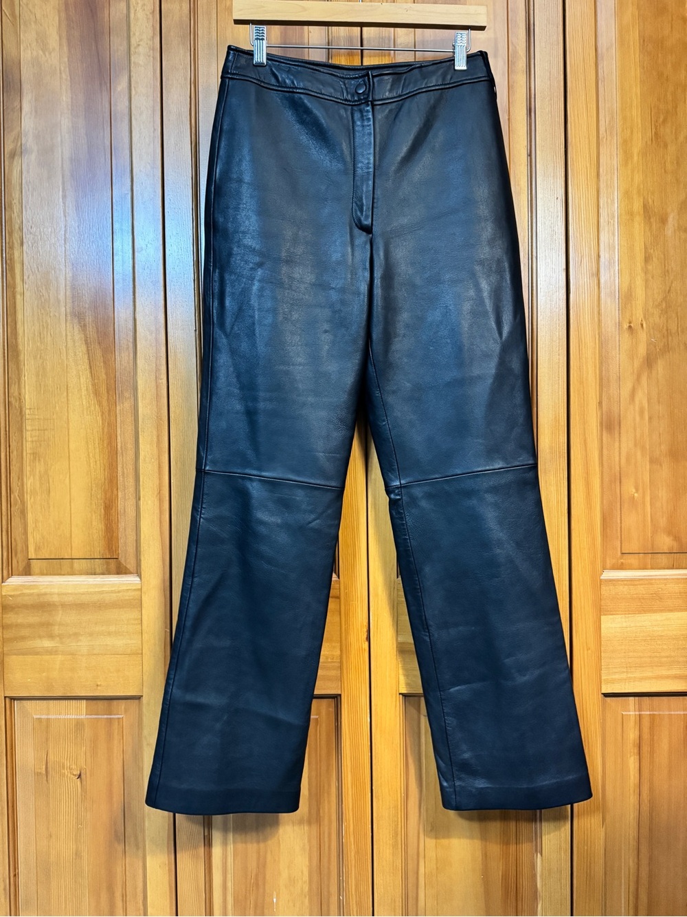 Classiques Entier Genuine Leather Straight Leg Pants Black Size 6